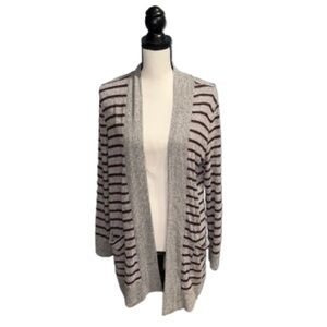 Market & Spruce Gray and Burgundy Striped Sweater